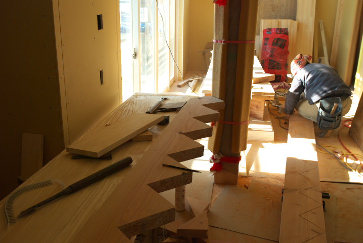 [工事進捗] 階段造作中！＋キッチンが設置された！ - 2011/12/24（土）