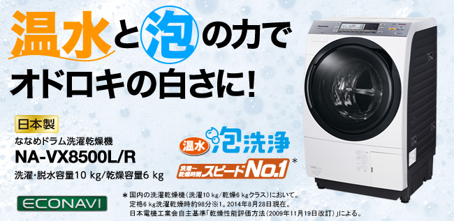 ななめドラム洗濯乾燥機 NA-VX8500R（パナソニック）